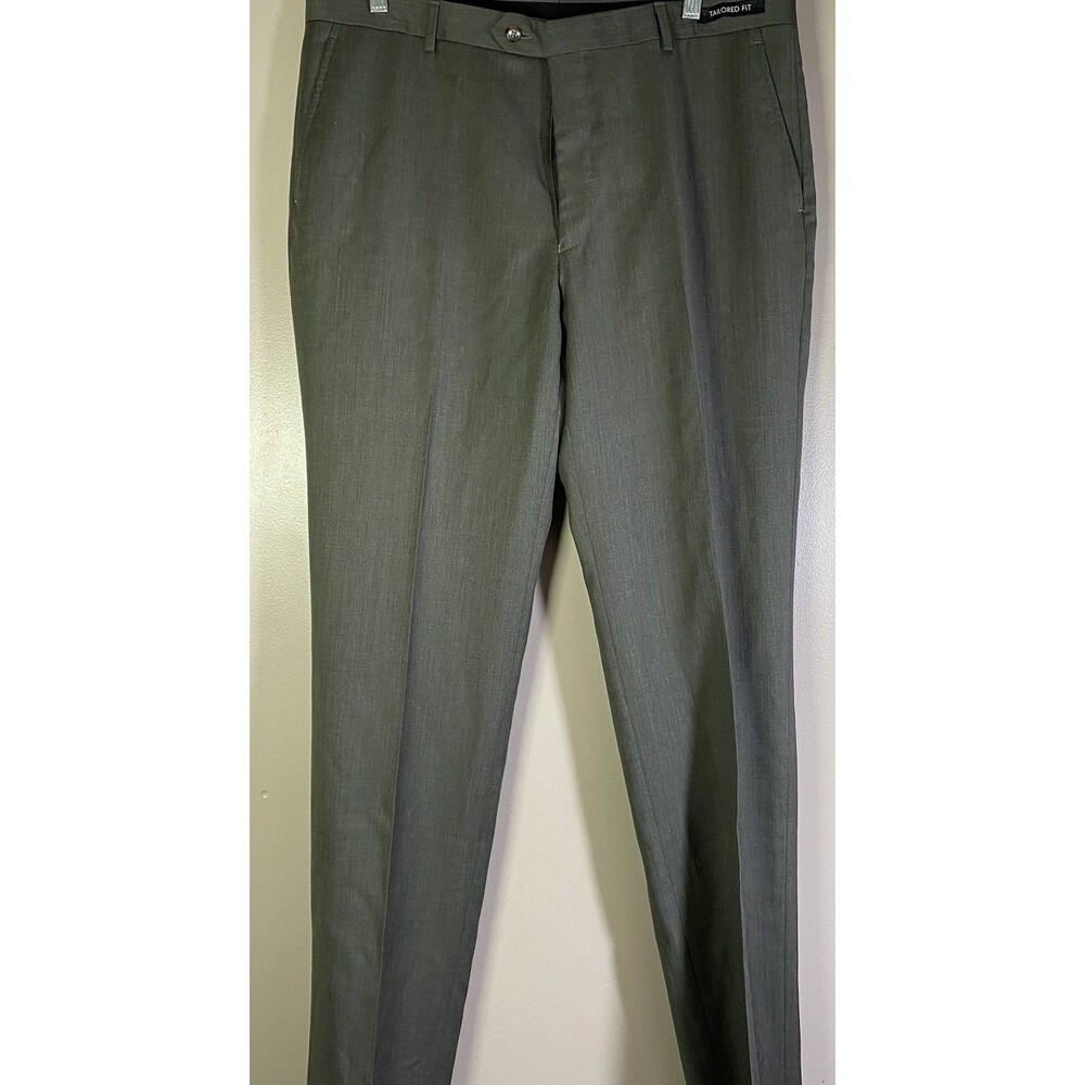 Jos A Bank Executive Pants Mens 37 Wool Green Gabardine Dress Trousers New Tag